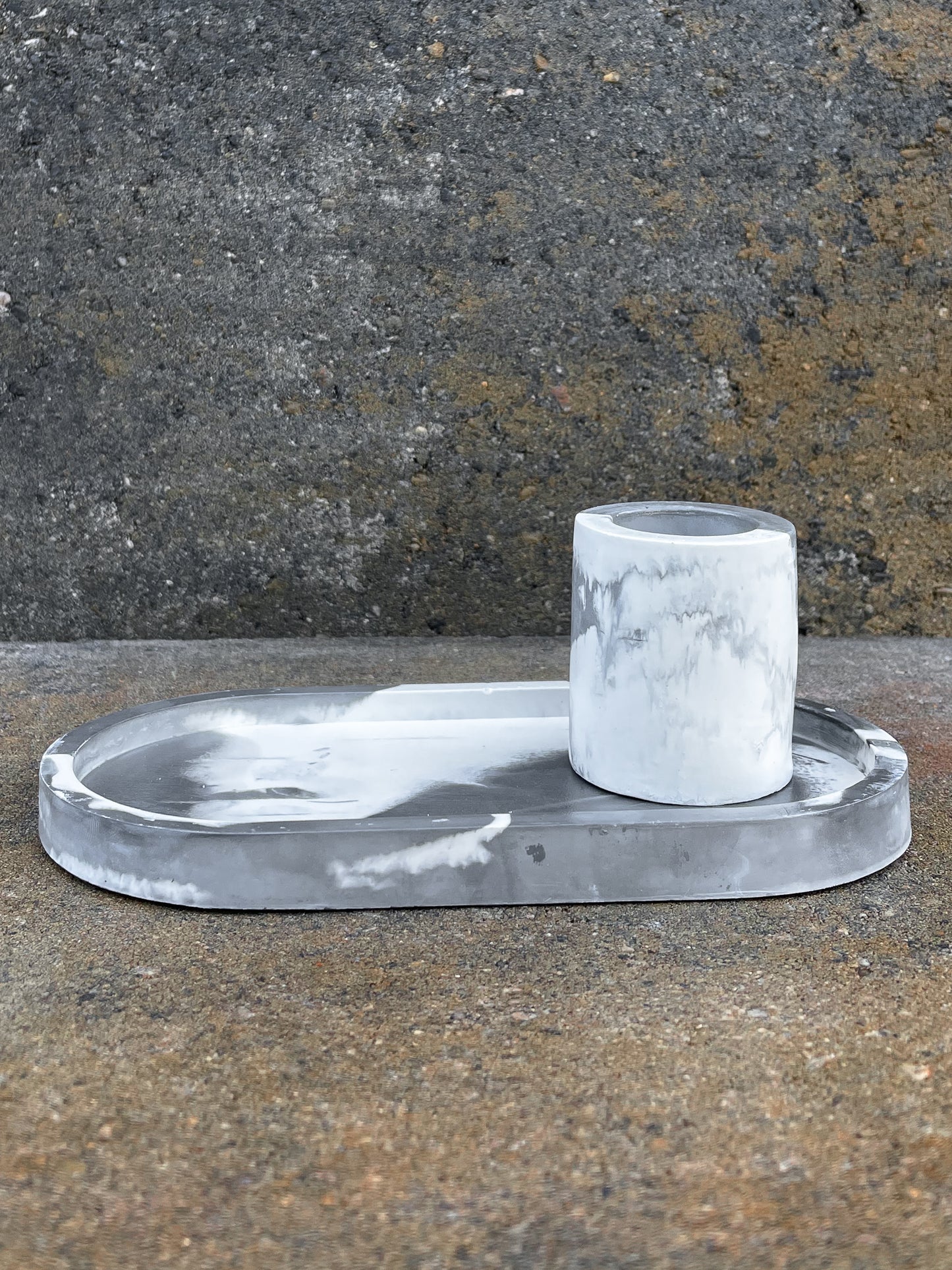 Marbled Candle Tray & Match Holder