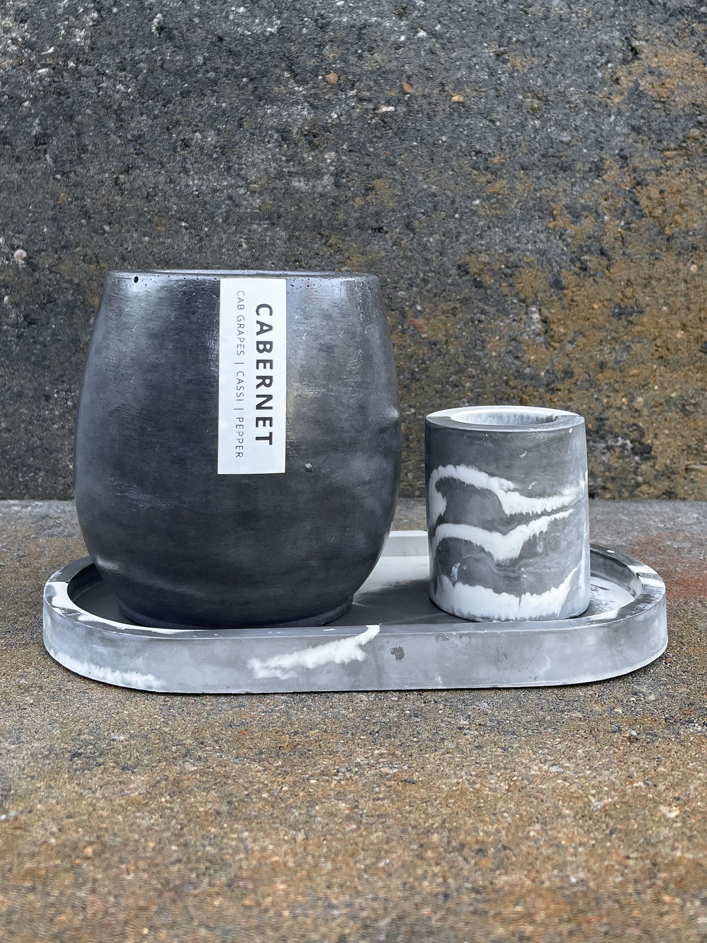 Marbled Candle Tray & Match Holder