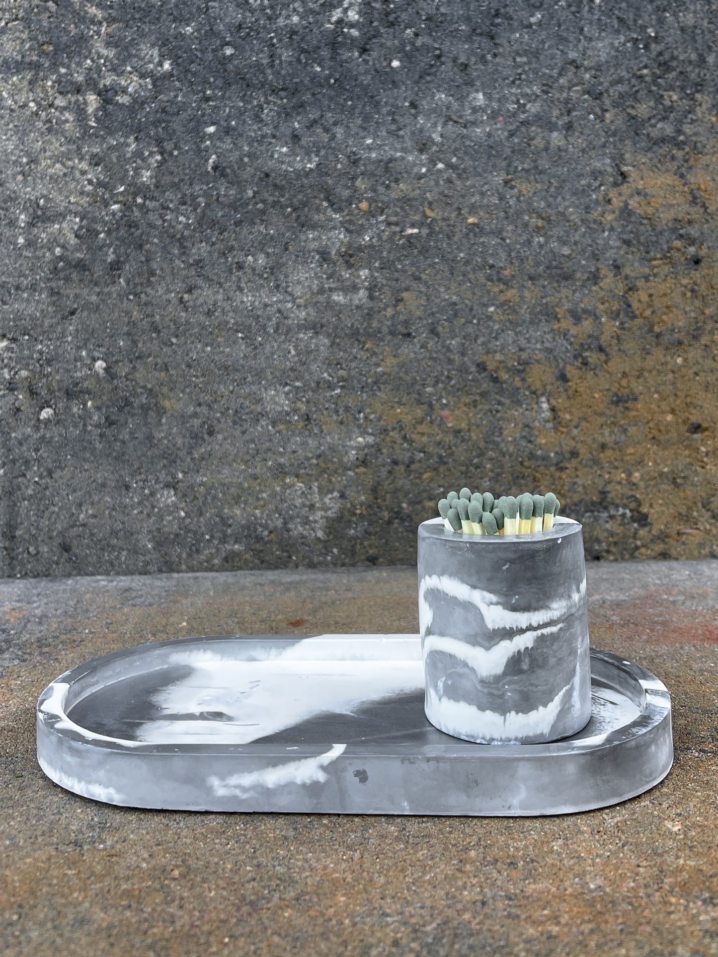 Marbled Candle Tray & Match Holder