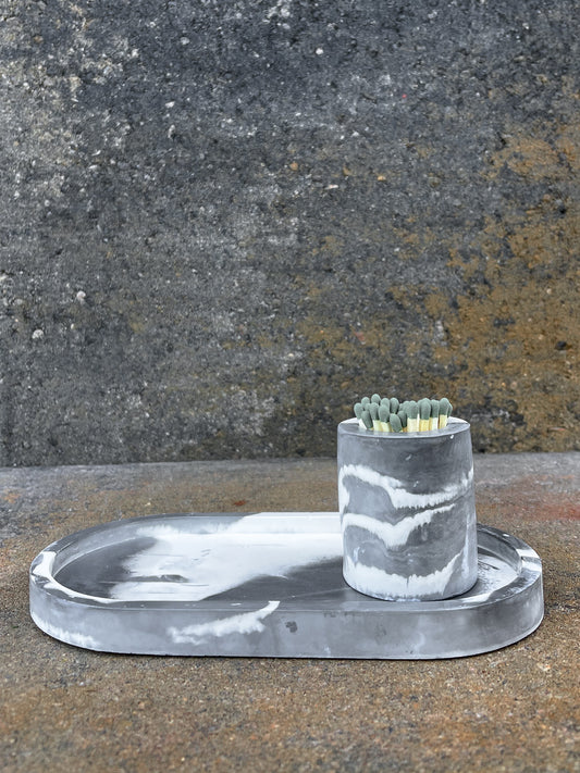 Marbled Candle Tray & Match Holder