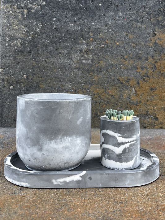 Marbled Candle Tray & Match Holder