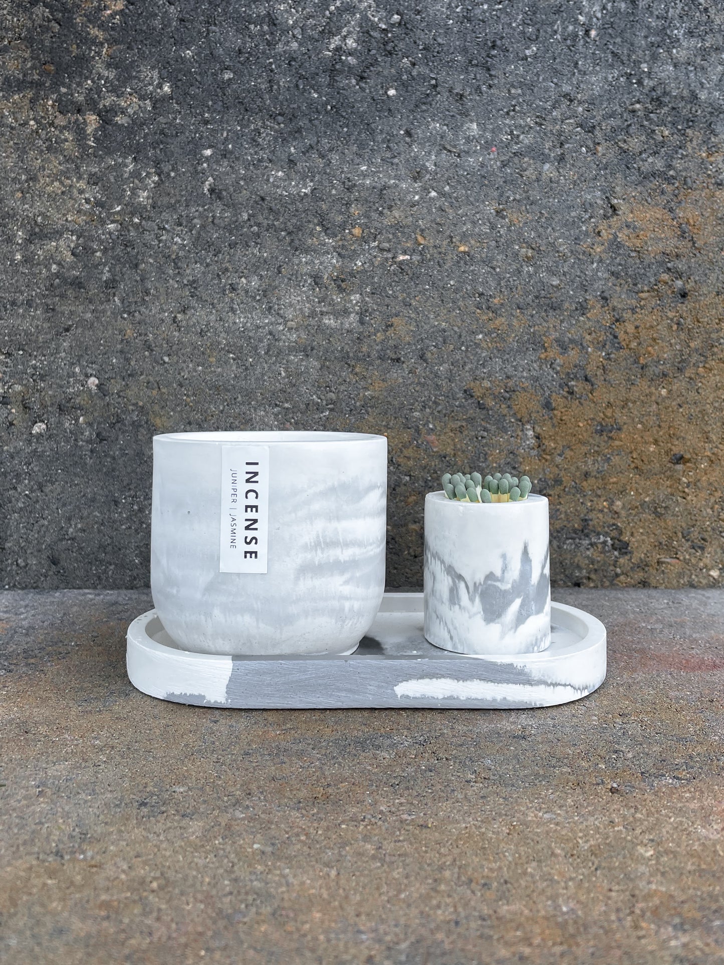 Marbled Candle Tray & Match Holder