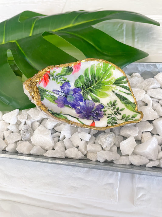 Tropical Floral Oyster Shell